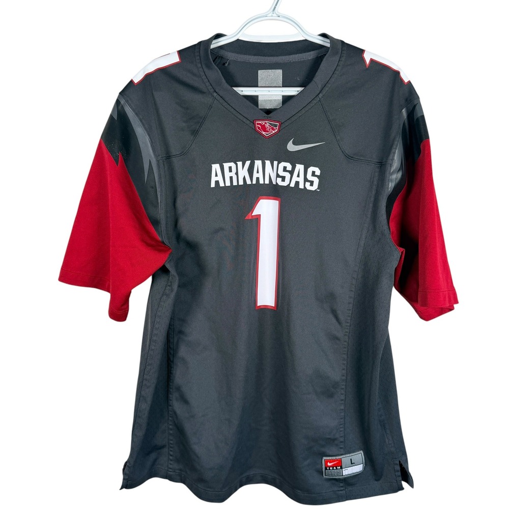 Nike Arkansas Razorbacks #1 Football Jersey Mens L GreyTeam Apparel NCAA